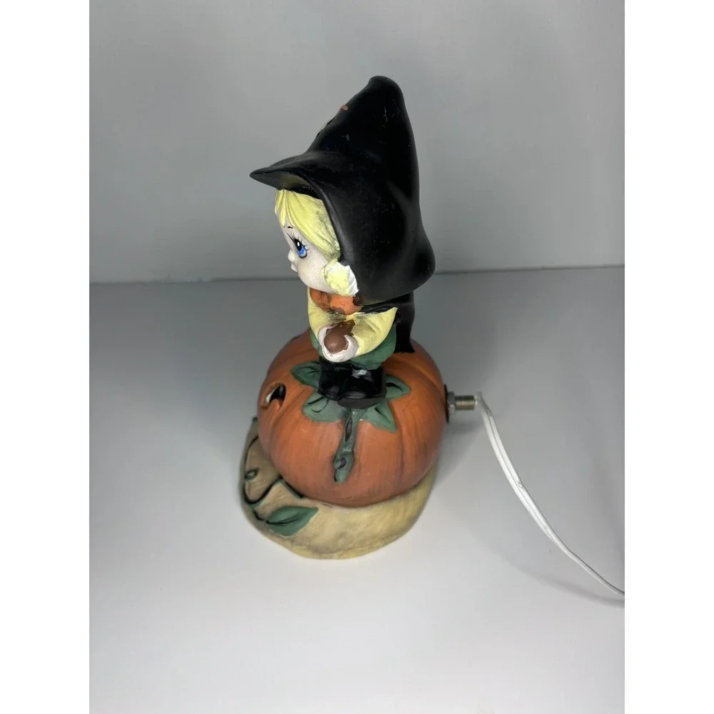 🎃Halloween Witch Lantern Izzie's First Ride Pumpkin Cat Ceramic Hobbyist‎ Light